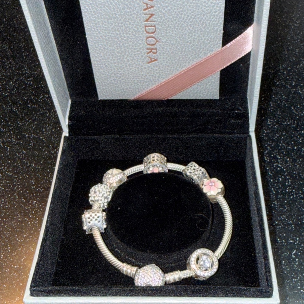 Pandora Silver Bracelet with Pink and Silver Charms Limited Edition - Picture 9 of 14